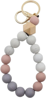 Accessorio per chiavi in silicone con cinturino per donne - bracciale per pols con perle - adatto per adulti e ragazze - uso domestico e auto