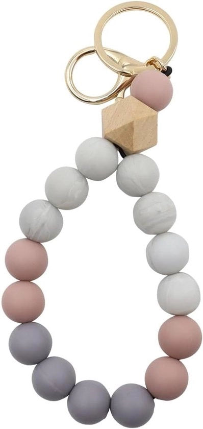 Accessorio per chiavi in silicone con cinturino per donne - bracciale per pols con perle - adatto per adulti e ragazze - uso domestico e auto