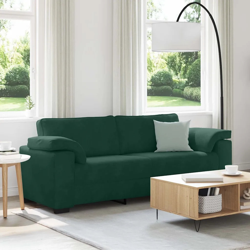 Divano a 3 Posti Verde Scuro 220x77x82 cm in Velluto 4105279