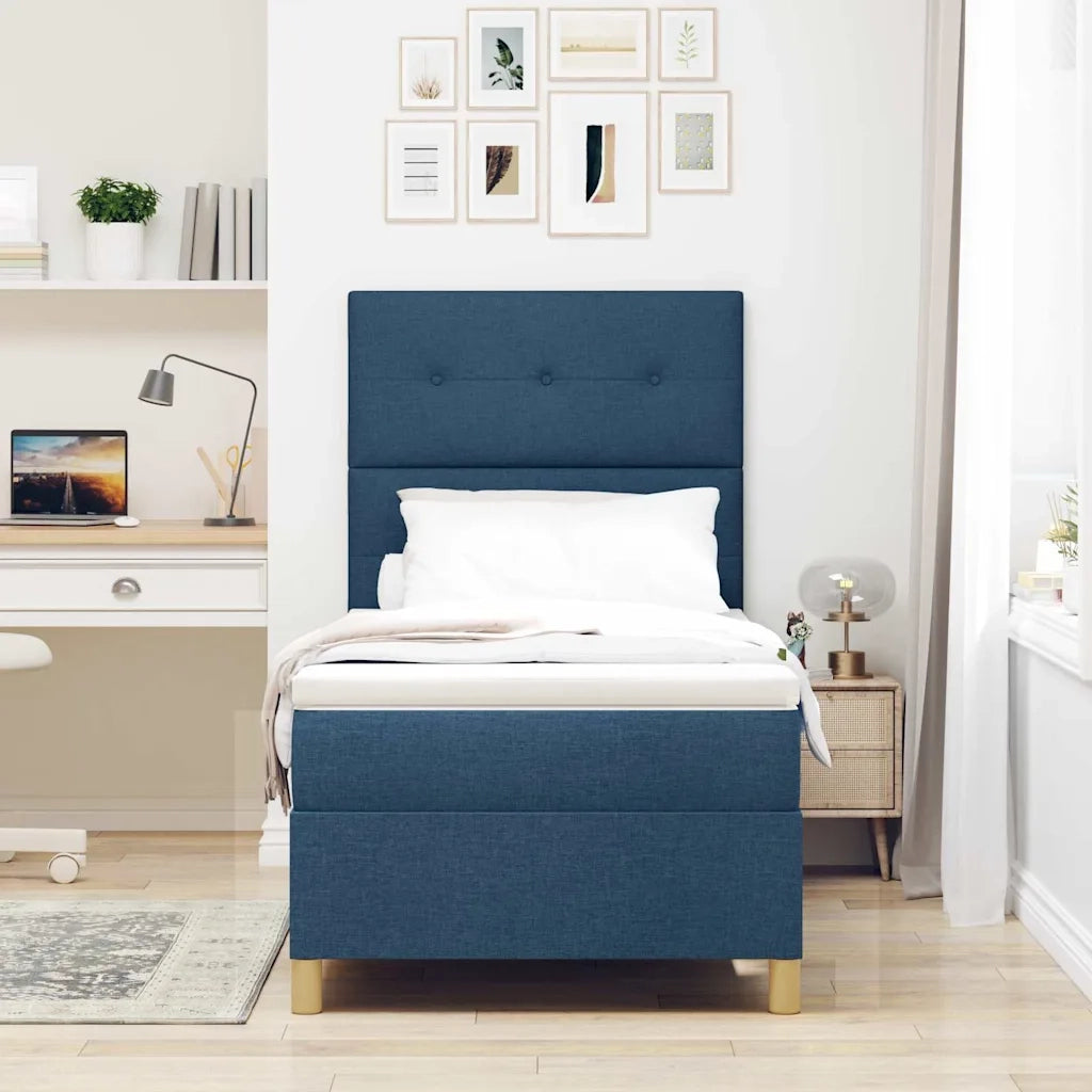 Letto a Sorgente LED con materasso Blu 100 x 200 cm Tessuto 3343081