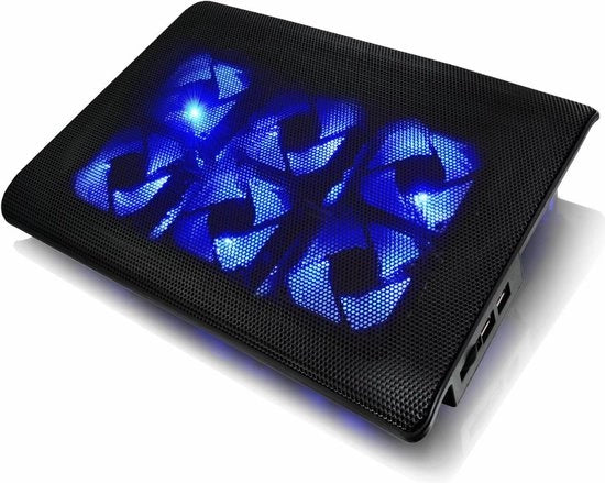 Raffreddatore Portatile per Laptop - 6 Ventilatori - Ergonomico - Silenzioso - Regolabile - Nero