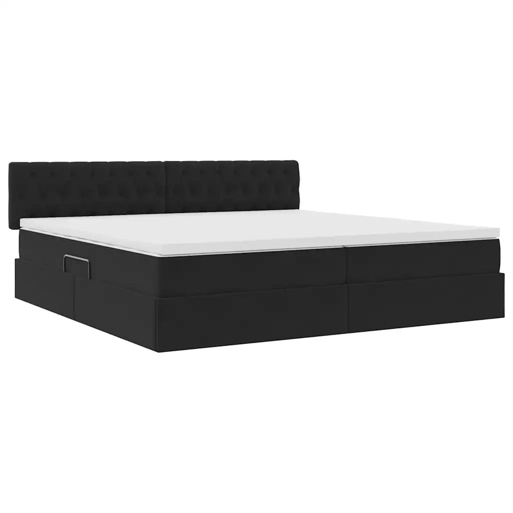 Letto con contenitore e LED Nero 200 x 200 cm Velluto 3371477