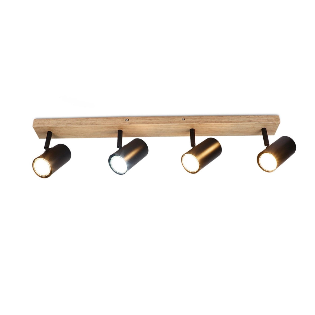 ZMH Lampada da soffitto in legno a 4 luci Lampada da soffitto nera per corridoio camera da letto