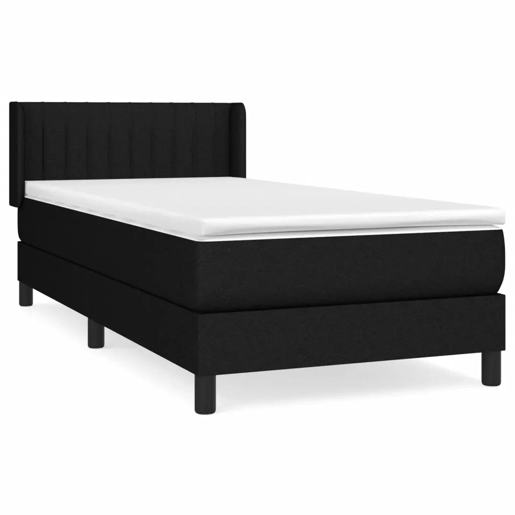 Giroletto a Molle con Materasso-Struttura Letto Nero 100x200 cm in Tessuto 624341