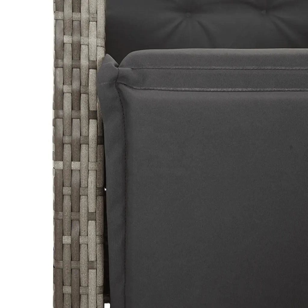 Set da Pranzo da Giardino 9 pz con Cuscini in Polyrattan Grigio