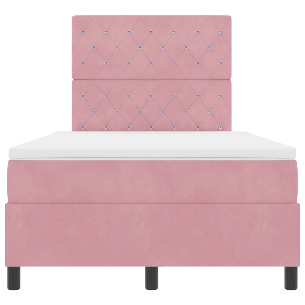 Letto a molle con materasso Rosa 120 x 200 cm Velluto 3339763