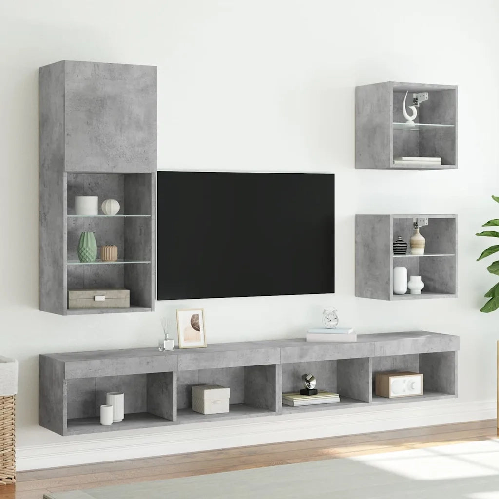 Comodino con Luci LED a Parete Grigio Cemento 837070
