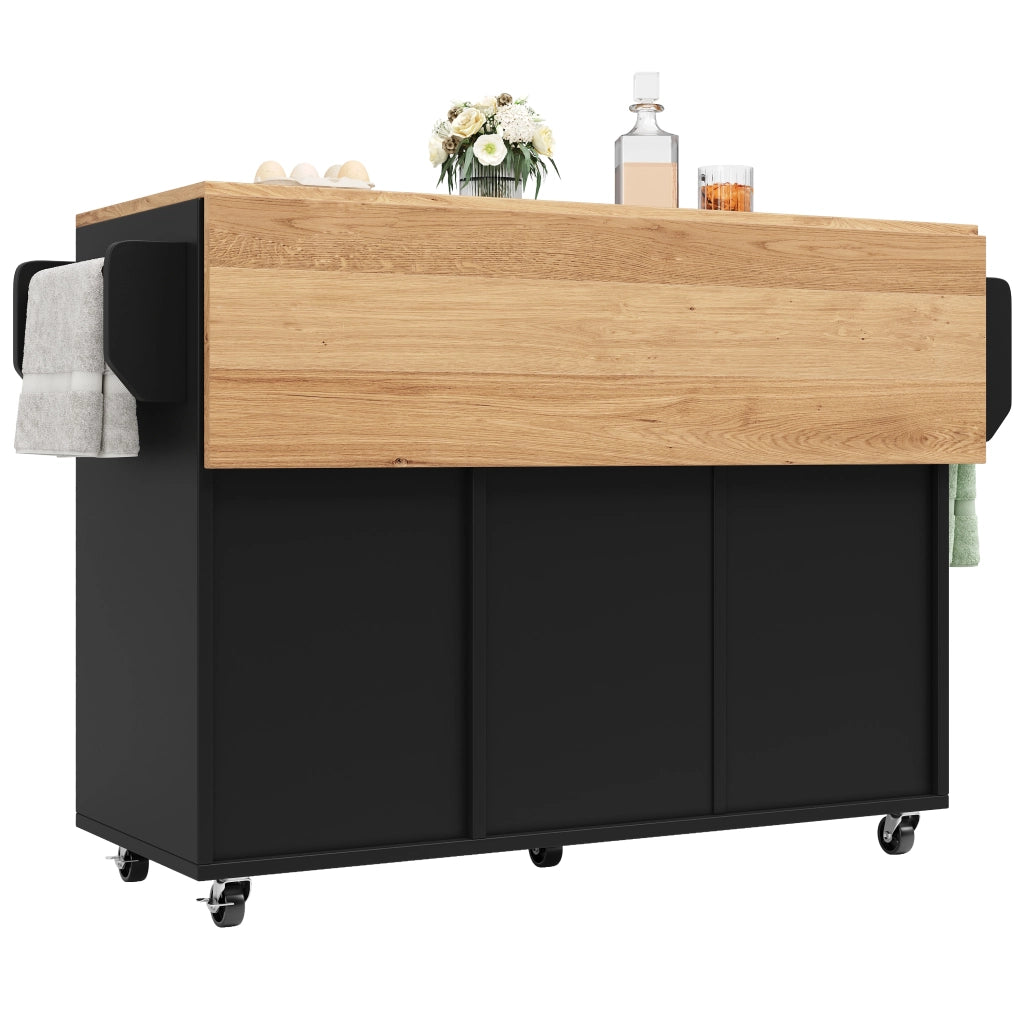 Tavolo da Pranzo con Vano Contenitore e Ripiani ¨C MINIMAL ¨C Nero, Effetto Legno