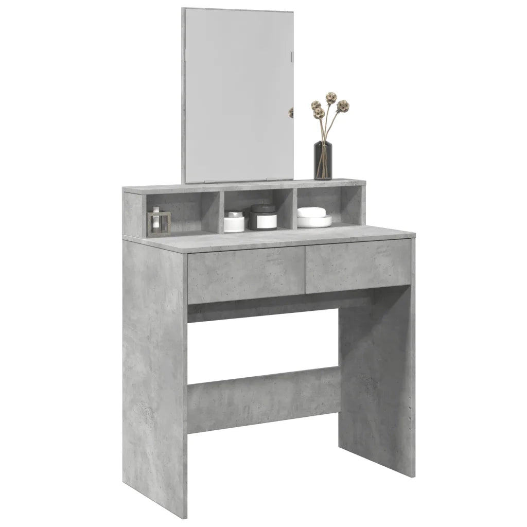 Toeletta | Tavolo da Trucco con Specchio Grigio Cemento 80x41x144,5 cm