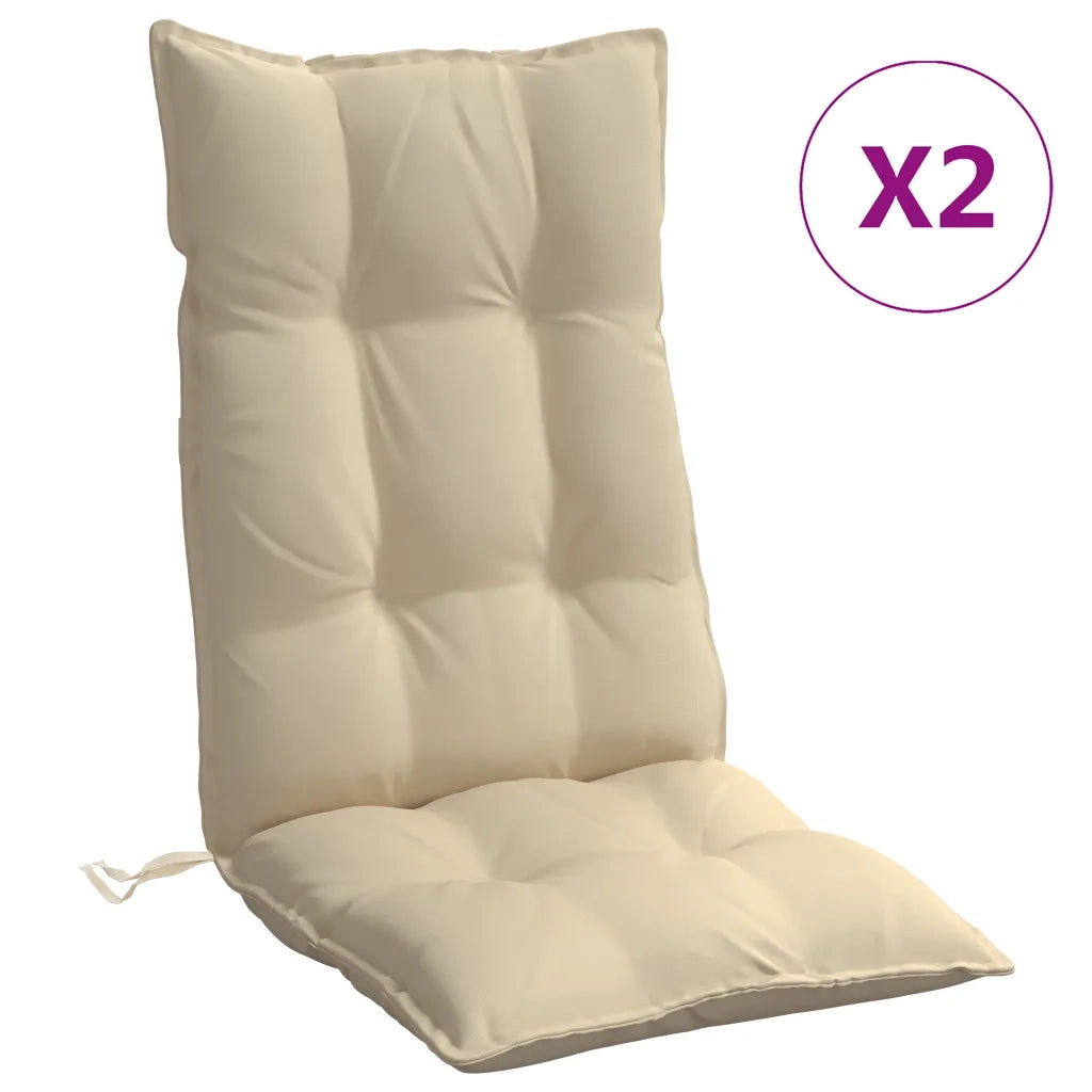 Cuscini per Sedia con Schienale Alto 2 pz Beige Tessuto Oxford 377611