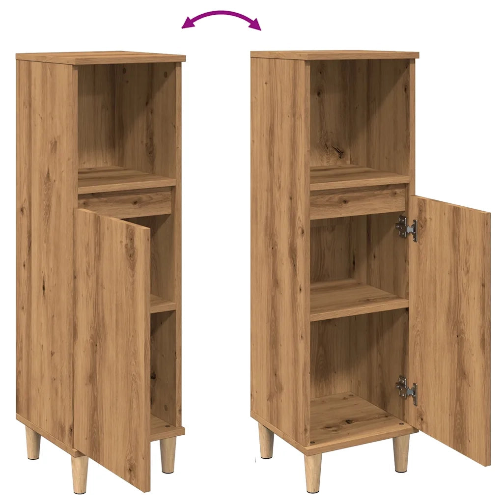Armadietto da Bagno | Armadio da bagno Rovere Artigianale 30x30x100 cm Truciolato
