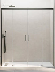 Porta doccia scorrevole 2+2 THALASSA (BASIC) 170 cm Profilo Titanio vetro trasparente