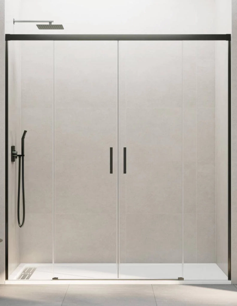 Porta doccia scorrevole 2+2 THALASSA (BASIC) 170 cm Profilo Titanio vetro trasparente