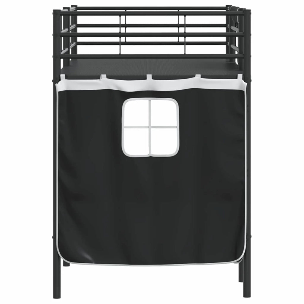 Struttura del Letto Loft per Bambini con Tendine-Giroletto per bambini Nero 307672