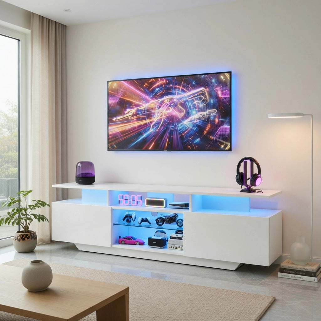 Cassettiera TV bianca in MDF lunghezza 160 cm