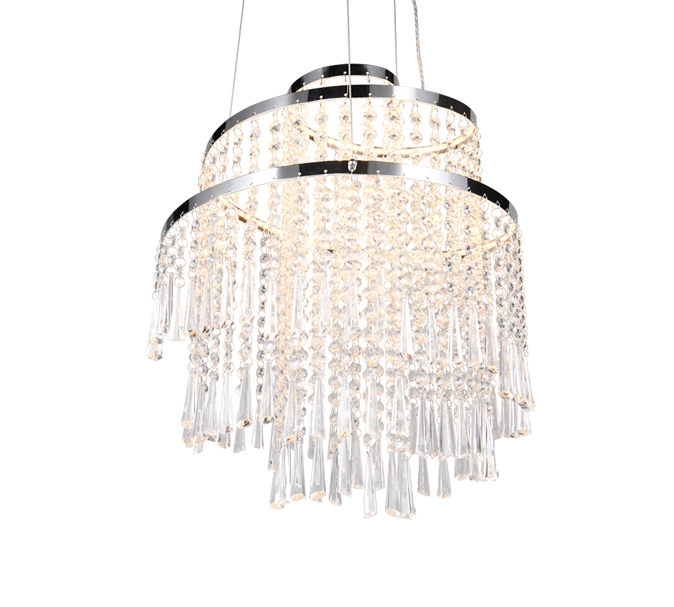 Lampada a sospensione LED con pendenti, metallo cromato, D 38 cm, Pomp