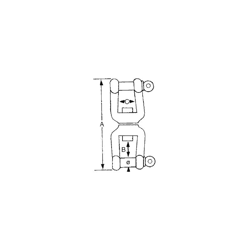 GIRELLA INOX GRILLO-GRILLO  Ø mm. 5 S.S AISI 316 SWIVEL shackle/shackle WITH EMBEDDED PIN Ø MM. 13