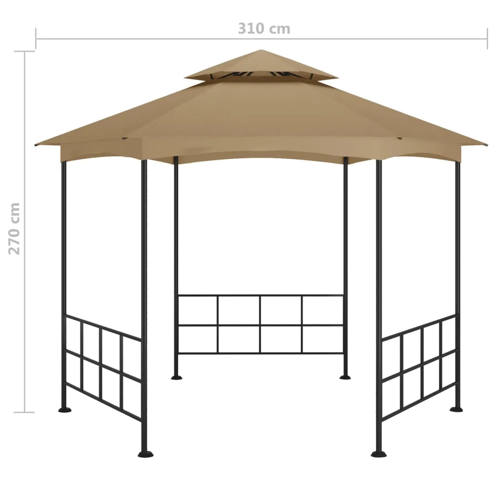 Gazebo con Pareti Laterali 3,1x2,7 m Tortora 313932
