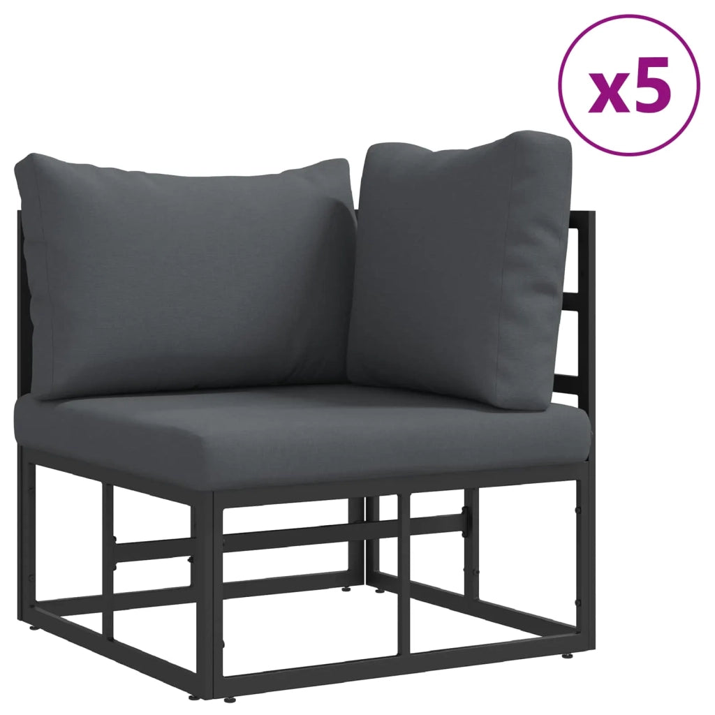 Set Divano da Giardino con cuscino 8 pcs Nero Alluminio