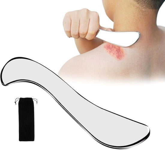 Strumento di massaggio a gua sha in acciaio inossidabile - schiacciatore - massaggio - alleviamento del dolore - rilassamento - progettazione ergonomico - strumento di massaggio