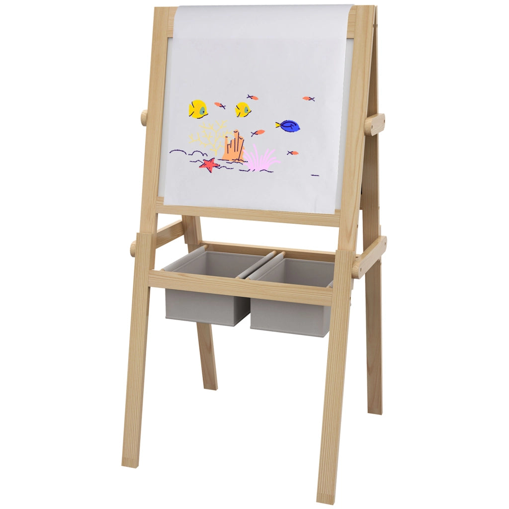 Lavagna Bambini con Cavalletto 3 in 1 e Cestini ¨C zephmum ¨C 58x50.5x109cm Legno