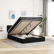 Pouf Letto con Materasso Nero 140x190 cm in Tessuto