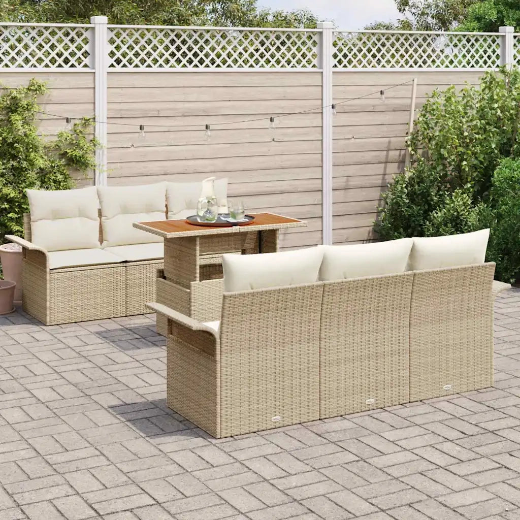Set Divano da Giardino 7 pcs Beige Poly Rattan 3358017
