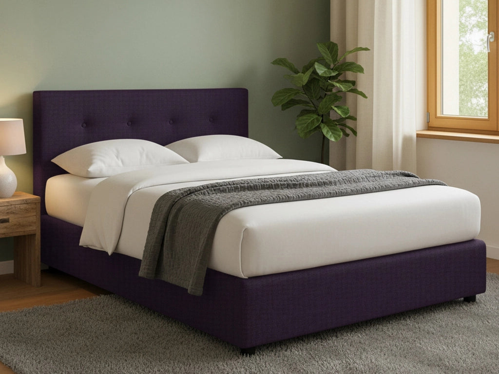 Preston, Letto Matrimoniale Sfoderabile Made in Italy, Viola