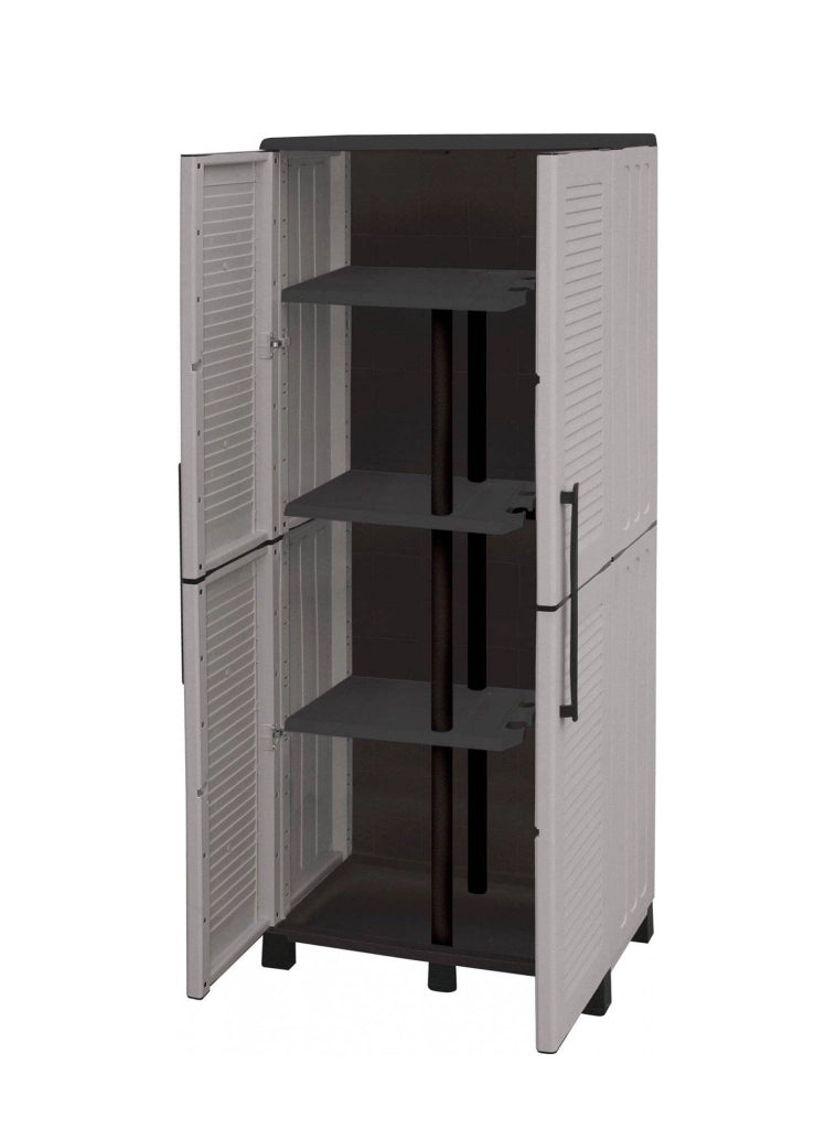Mobile da Giardino Askan, Armadio da Esterno 3 Ripiani Made in Italy, 68x37x169h cm Grigio Chiaro