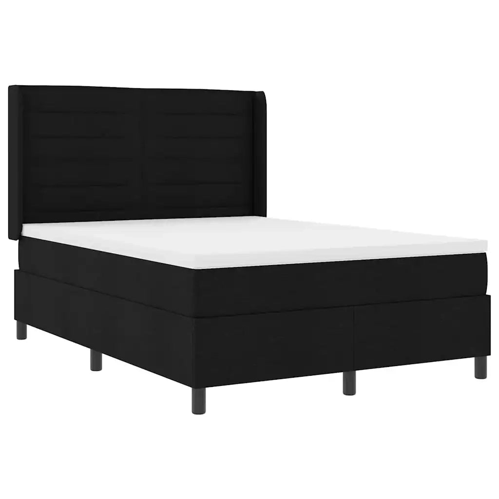 Letto a molle con materasso Nero 140 x 190 cm Tessuto