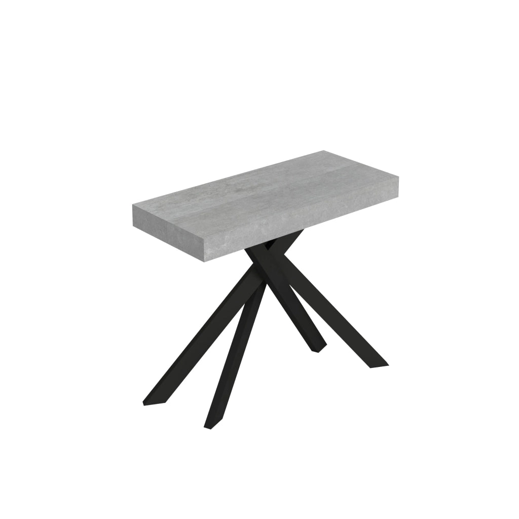 Consolle Allungabile 90-196x40x77 cm Saki Small Cemento Gambe Antracite