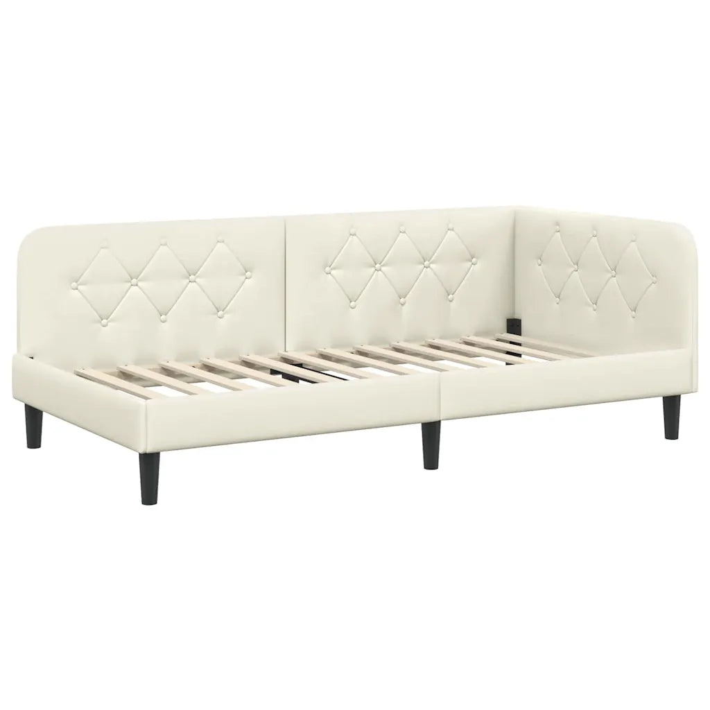 Cornice del letto ad angolo Crema 100 x 200 cm Velluto