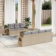 Set Divano da Giardino 8 pz con Cuscini Beige in Polyrattan 3219928