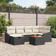Set Divano da Giardino con cuscino 7 pcs Nero polyrattan