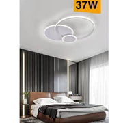 Trade Shop - Plafoniera Led Design Moderno 3 Cerchi 37 Watt Luce Fredda Naturale Calda C32 - -bianco Naturale      -
