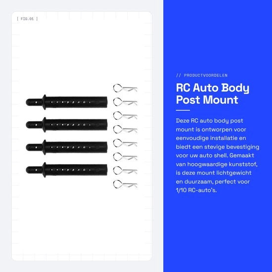 Kit di carrozzeria - Sostegno in plastica rigido - Colonna di auto leggera - Punti di fissaggio R - Materiale duraturo - Protezione per componenti interni - Componenti auto RC