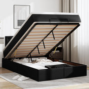 Pouf Letto con Materassi e LED Nero 120x190 cm Similpelle
