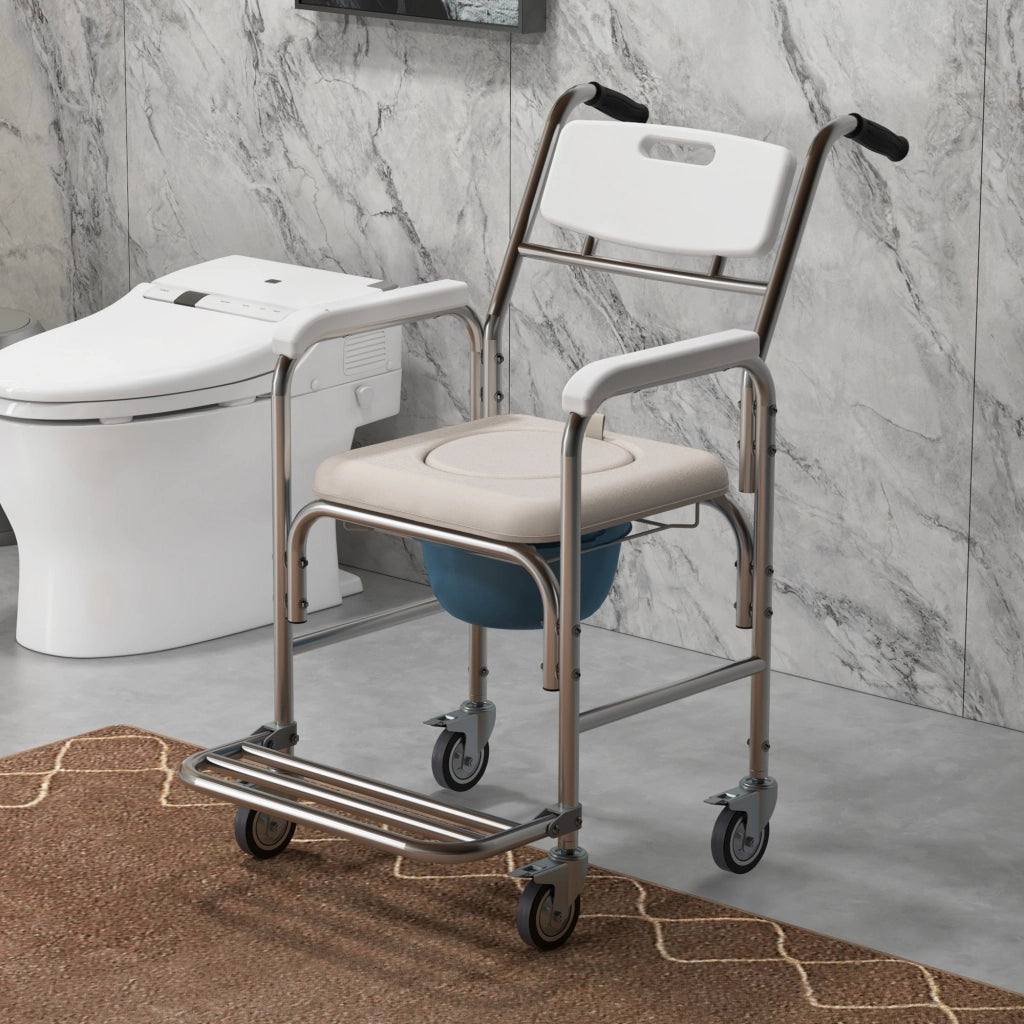 Sedia con WC e Ruote ¨C Minimal ¨C Ecopelle, 84x54x96cm