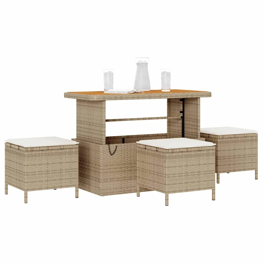 Set da Pranzo per Giardino | Set Salotto da Giardino Beige polyrattan