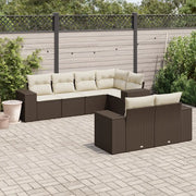 Set Divani da Giardino 7 pz con Cuscini Marrone in Polyrattan 3222812