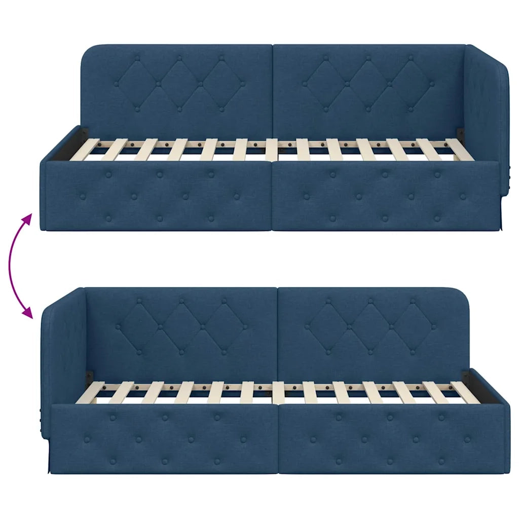 Cornice del letto ad angolo Blu 100 x 200 cm Tessuto 42016510