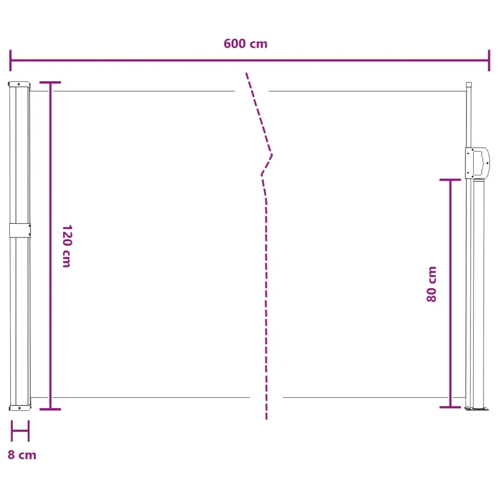 Tenda da Sole | Tenda laterale retrattile Grigio 600 x 120 cm Poliestere
