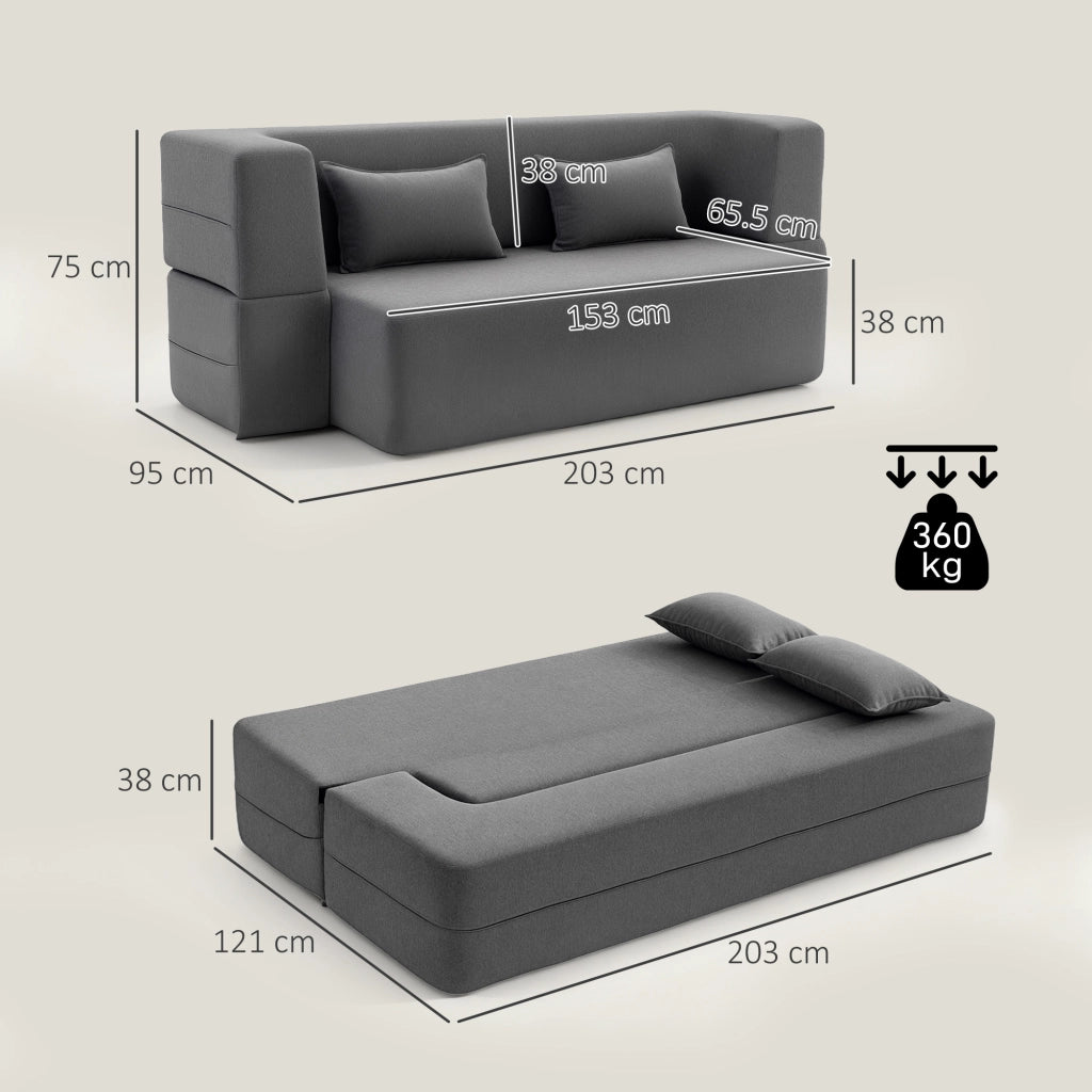 Divano letto 2 posti con cuscini ¨C Minimal ¨C grigio