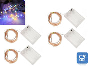 Kit 4 Pezzi Luci LED Multicolore con Filo di Rame Lunghezza 5 metri a Batteria 2 AA (batterie non incluse)