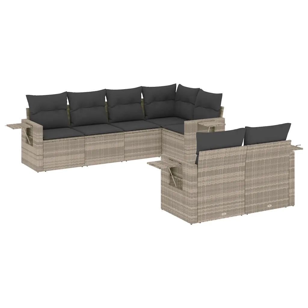 Set Divani da Giardino 7pz con Cuscini Grigio Chiaro Polyrattan 3220411