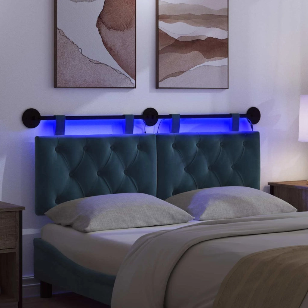 Testiera | Testata sospesa Con luce LED Blu Velluto