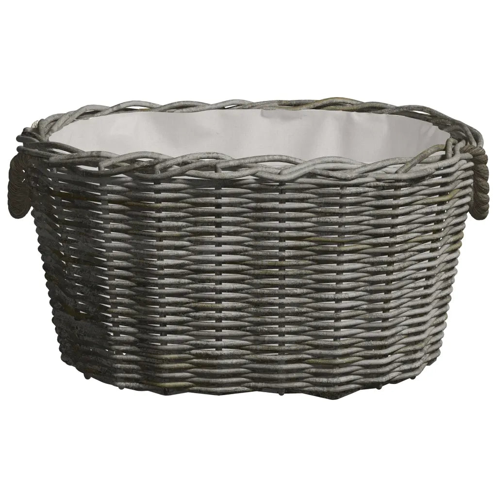 Cesta per Legna con Maniglie 59x42x28 cm Salice Grigia CFW5534969