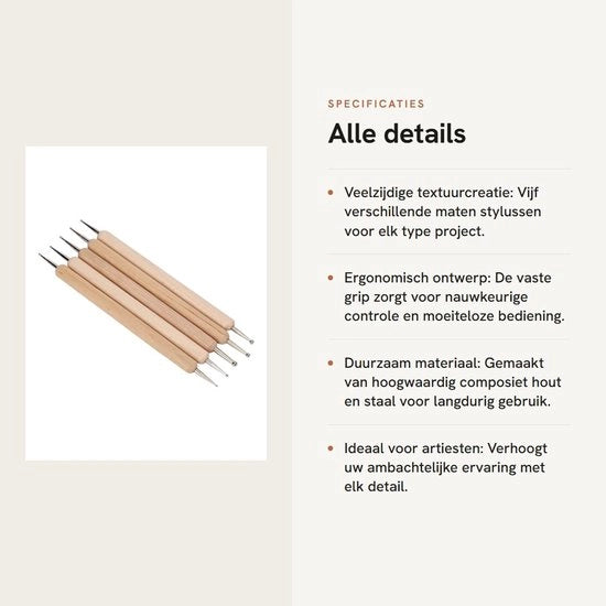 Set di Stilo per Incisione - Design Ergonomico - Cinque Dimensioni diverse - Materiale Duraturo H/D Acciaio - per Cera/Pittura - Presa Precisa - Stilo per Incisione