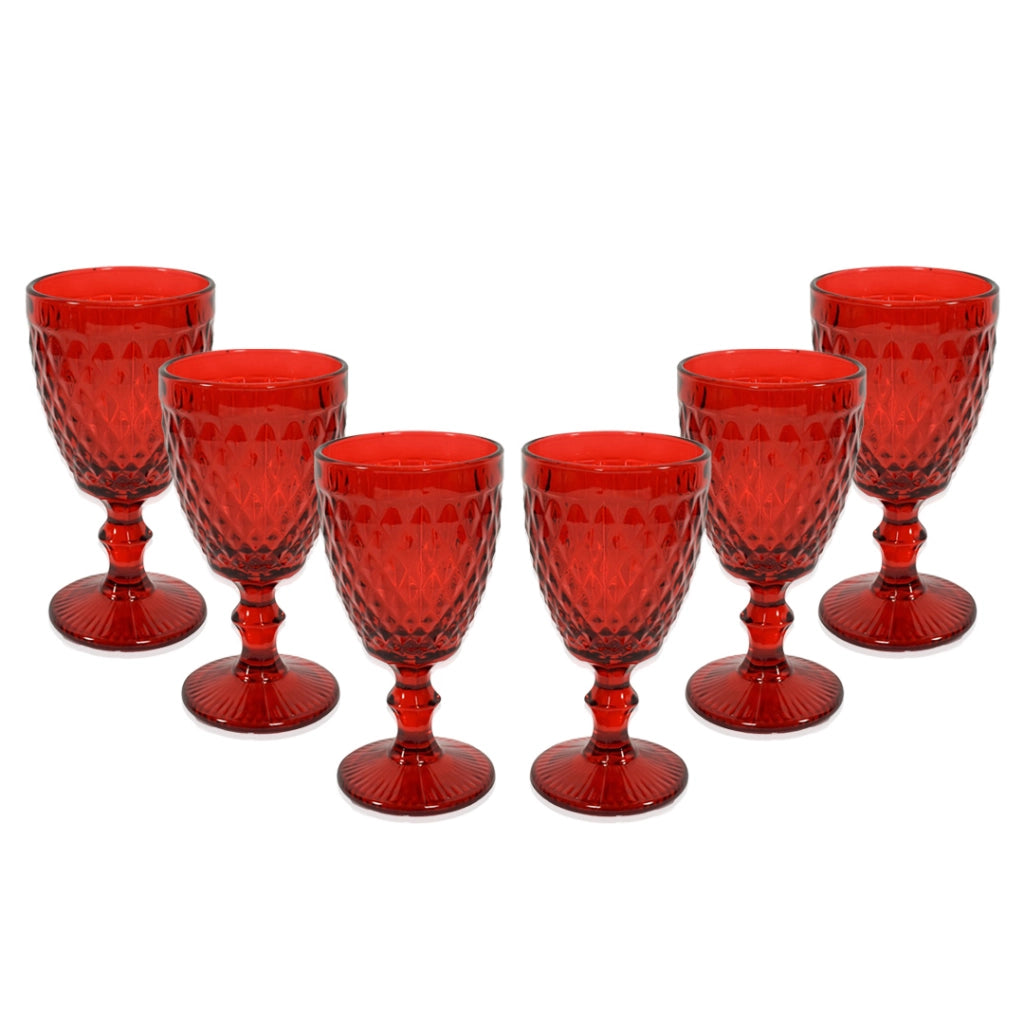 MA MAISON SET 6 CALICI KING IN VETRO LAVORATO NATALIZI PER VINO 350 ML ASSORTITI