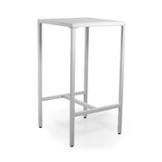 Tavolo Bar Alluminio Alma Con Poggiapiedi Bianco Quadro Cm 60x60h110